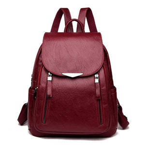 Casual Backpack Female Brand Leather