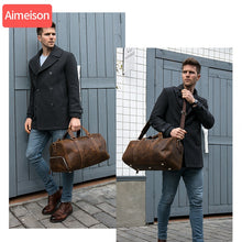 Load image into Gallery viewer, Aimeison Men&#39;s handbag Travel Bag Waterproof Leather Large Capacity Travel Duffle Multifunction Tote Casual Crossbody Bags