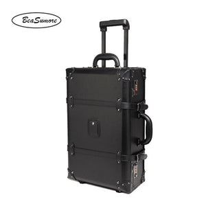 BeaSumore Retro PU Leather Rolling Luggage Sets